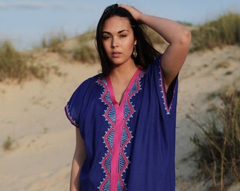 Spring Kaftan Blue Zahra Boho Caftan Kaftanwear,resortwear, Beach Wedding,home dress gifts, dress, , beach kaftan,  gifts,summer dress