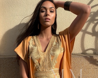 Spring Dress Kaftan Moroccan Yellow Gold Beach Caftan -beach cover up, resort dress,home dress dress,birthday gifts, plus size,Gifts for her
