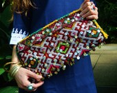 Red Winter Moroccan Sequins Kilim Hand Clutch with Shoulder Straps Berber style-bag, tote, handbag, purse, weekender,gifts, christmas gifts