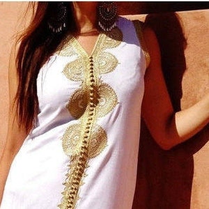 White Kaftan Moroccan Dress Non Sleeve Caftan-Kenza, resort wear, beach wedding, dress, stayhome wear, holiday kaftan,,,,Gifts for her,,Eid