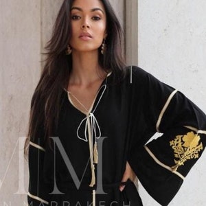 Black & Gold Autumn Kaftan, Caftan-Adriana- Moroccan Kaftan, maxi dress, beach cover ups, beach dress,home dress,lounge dress,holiday gift