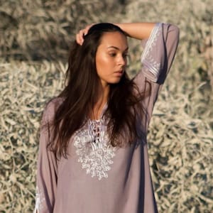 Grey Dress Boho Tunic  Nadia/ Resortwear, bohemian clothing, embroidery top, tunic,Marrakech Tunic, Mother's day gift, loungewear,,holiday