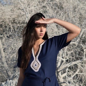 Autumn Navy Blue Tunic Dress- Maternity Dress, resort wear, bohemian clothing, moroccan dress, beach dress, holiday dress,,,,Gifts for her
