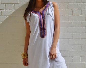 10% OFF // White Tee Boho kaftan caftan-loungewear,resortwear  dress, maxi dress, beach cover ups, ,  dress,,Spring gifts,,Gifts for her