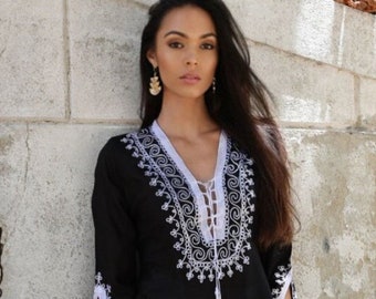 Spring Black White Kaftan-Caftan,Lounge Dress, Nadia,Dress, Bohemian Clothing, Maternity Dress, home kaftan, boho gift, resort dress