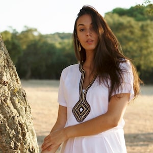 Summer Dress   White Tunic Dress- Maternity Dress, resort wear, bohemian clothing, moroccan dress,  dress, beach dress, holiday dress,,,,