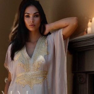 Etsy&#39;s Pick Gift-Summer Kaftan, Beige Marrakech Resort Caftan Kaftan-party dress,holiday dress,gift for her,home dress,moroccan kaftan,Eid
