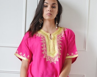 Spring Kaftan Moroccan Boho Pink Resort Caftan Fez-beach kaftan,loungewear,maxi dress, birthday,honeymoon,maternity,home dress, ramadan girt