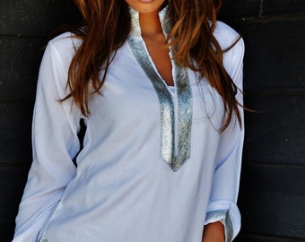 Frühlingskleid Mariam MarokkanischTunika mit Silber- perfekte beachwear,Resortwear,Kaftan,Kaftan,Geburtstagsgeschenke,s,,,,,Geschenke für sie