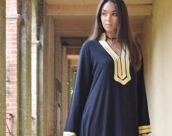 Summer Black Mariam Kaftan- caftan, kaftanwear, resortwear, beach cover ups, birthday gifts, moroccan kaftan,Gifts for her, boho dress