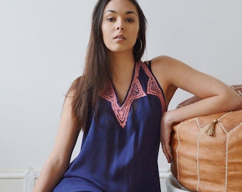 Kaftan SUMMER 10% OFF // Navy Blue Bohemian Maxi Dress Caftan-Beach kaftan, cover up, resort wear, loungewear, beachwear, beach wedding, res