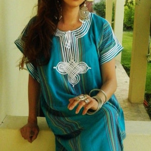 Summer Dress Caftan Kaftan Turquoise Bedouin -beach cover ups,beach weddings,resort dress, birthday gift,holiday,home dress,retreat dress