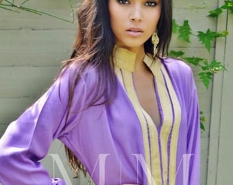 Höst Mariam-stil lila kaftan kaftan - hemklänning, loungewear, resortkläder, födelsedagspresent, strandklänning, semesterklänning mors dag boho klänning