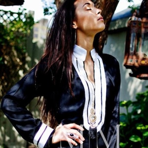 Summer Kaftan Mariam Black White Caftan-loungewear, resort dress, gift for her, wedding gift,beach cover up,moroccan kaftan,,summer dress