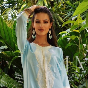 Autumn Dress Kaftan, Sky Blue Lella Kaftan- caftan,resortwear, beach cover ups, birthday gifts, moroccan kaftan,,,Gifts for her,summer dress