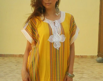 Spring Kaftan, Resort Caftan Bedoin - Yellow, Moroccan kaftan, caftan, resort wear, beach cover up,lounge kaftan, gift, home dress, Ramadan