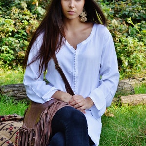 Autumn White Magrib Shirt -perfect  casualwear, loungewear, as birthday, honeymoon gifts for her, resortwear, moroccan shirt,,Gifts for her
