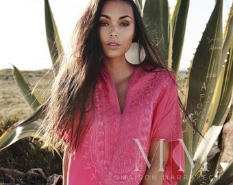 Caftan rose berbère - Vêtements de détente, caftan de villégiature, cadeaux de baby shower, caftan de maternité, robe d'allaitement, maternité, cadeau, salon, robe d'été