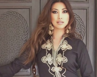 Summer Dress Black Moroccan Caftan Kaftan- Aisha-boho resort wear,home dress,gift for her,holiday dress, boho dress