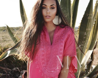PREORDER-Autumn Pink Berber Resort Caftan Kaftan-loungewear,beachwear, Mother&#39;s gift, beach kaftan, maternity kaftan,home dress,Eid