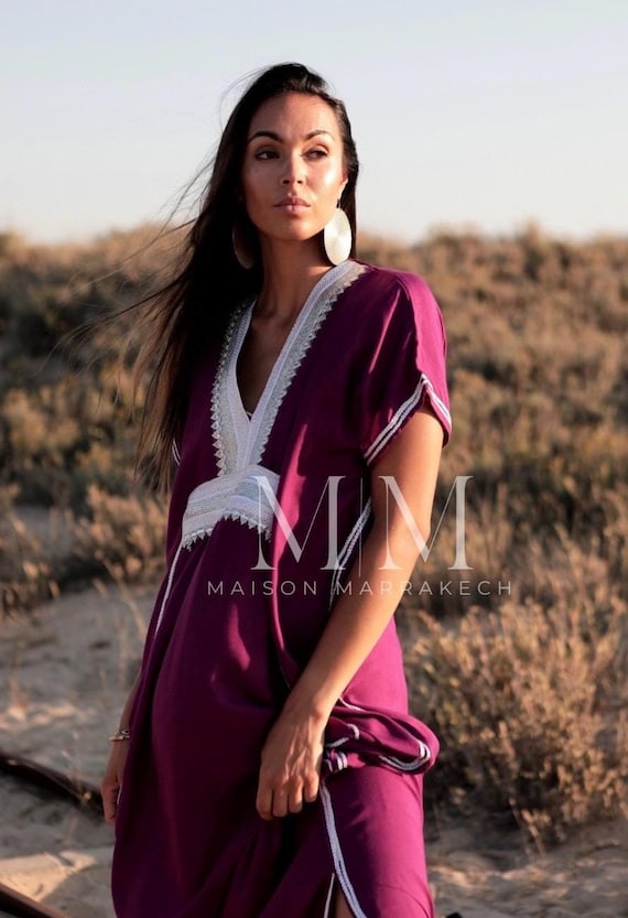 Summer Kaftan Dress PINK PLUM Marine Resort Caftan-beach cover ups,resortwear,loungewear,maxi dress,home dress,maternity,gift for her,Eid
