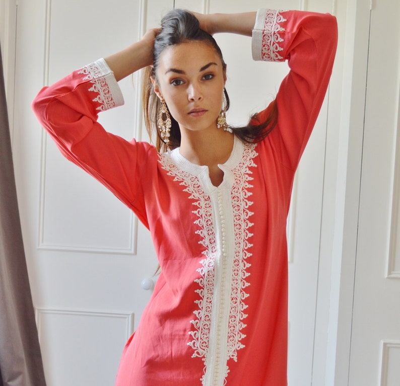Salmon Pink Caftan Maxi Dress- Karima-loungewear or Maternity,winter sale Winter Winter KAFTAN SALE Winter Trendy Christmas Gifts Eid
