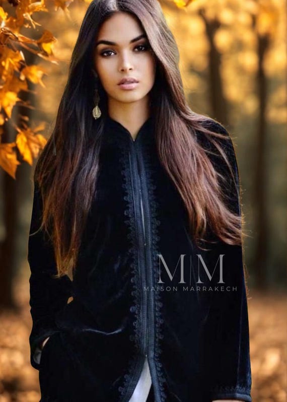 Autumn Black Velvet Luxury Jacket Black Embroidery-Nadia-bohemian  jacket,  velvet jacket, embroidered jacket,birthday gift,Christmas gift