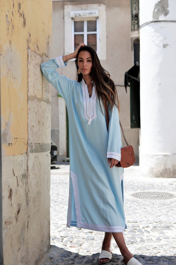 Summer Light Blue Mariam Resort Caftan Kaftan -resort dress,Birthday,Maternity,loungewear,vacation dress,home dress,gift for her,holiday,Eid