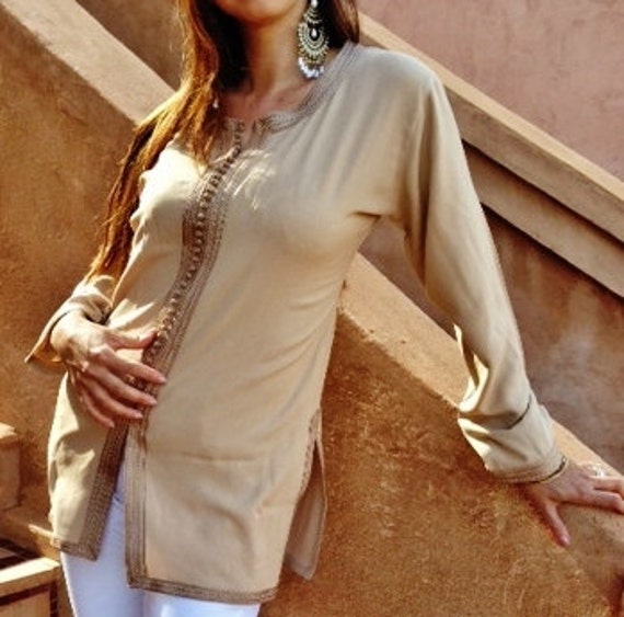 Beige Magrib Shirt -  gifts, as birthday, honeymoon gifts, anniversary gifts, wedding gifts, boho clothing, , tunic,,,Summer dress,holiday