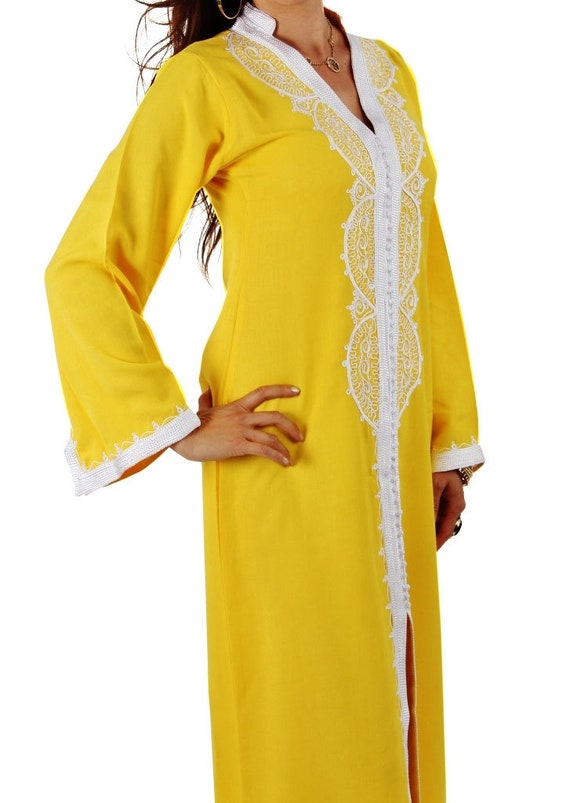 Yellow Moroccan Resort wear Caftan -Luxury loungewear,resortwear,spa robe,  , Birthdays,Honeymoon or Maternity Gifts,beach kaftan,,holiday
