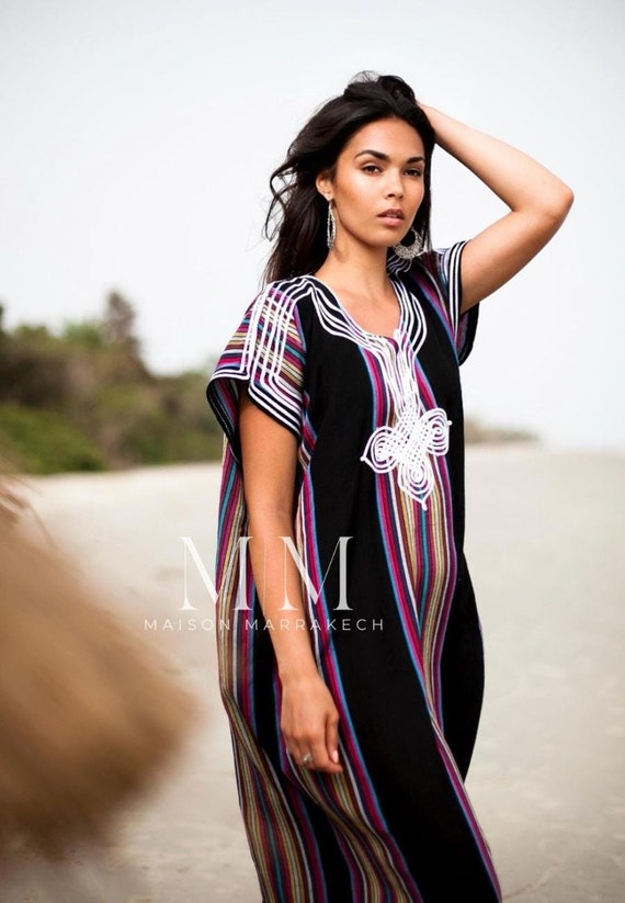 Summer Black Bedouin Resort Moroccan Caftan Kaftan-Beach kaftan, maternity wear,beach dress,cover ups,holiday dress,Eid,valentines day gift