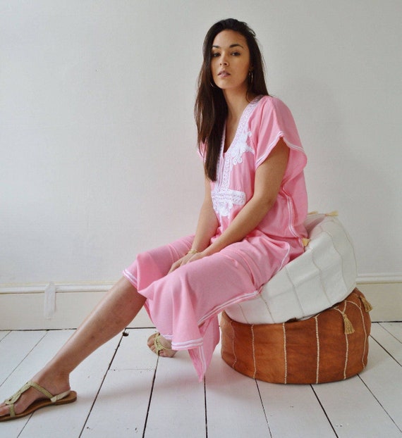 Summer Dress Pink Marrakech Resort Caftan Kaftan - Dress, resortwear,loungewear, maxi dress,birthdays, honeymoon, beach kaftan,ramadan,eid