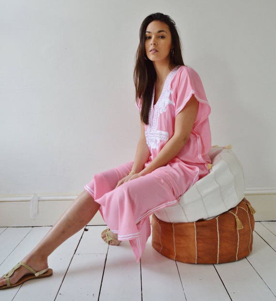 Spring Dress Pink Marrakech Resort Caftan Kaftan - Dress, resortwear,loungewear, maxi dress,birthdays, honeymoon, beach kaftan,  dress,,,