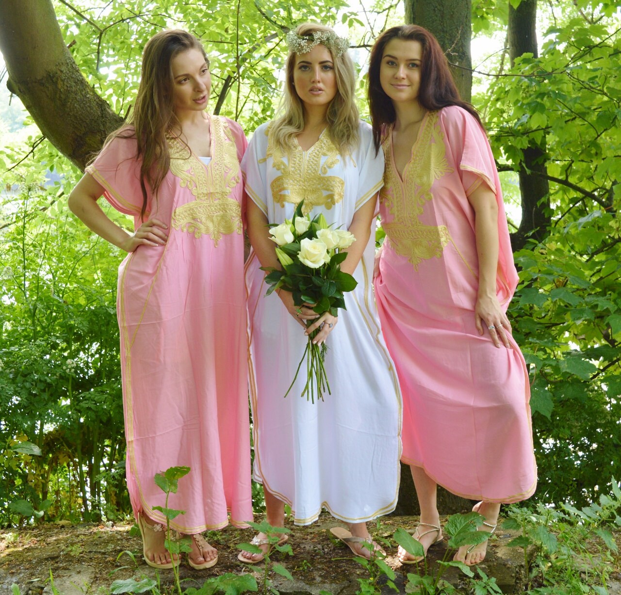 Set Of 5 Bridesmaid Robes Bridesmaid Gifts Pink Gold Marrakech One