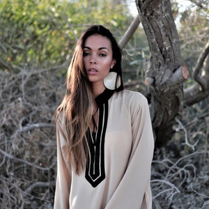 Spring Beige Black Mariam Resort Caftan Kaftan resortwear, spa robe, dress, Birthdays orhome dress Gifts, loungewear, vacation dress, gifts image 7