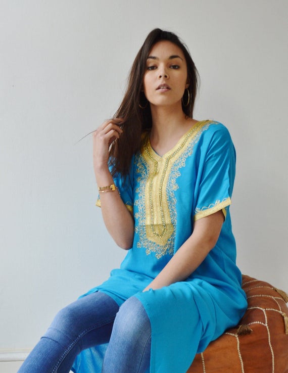 Turquoise Resort Caftan Kaftan Fez-, , resortwear,beach coverup,loungewear, maxi dresses, birthdays, hone, dress,,,Summer dress,,holiday,Eid