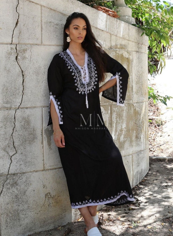 Black White Kaftan-Caftan,Lounge Dress, Nadia,Dress, Bohemian Clothing, Maternity Dress, home kaftan, boho gift, Spring dress, resort