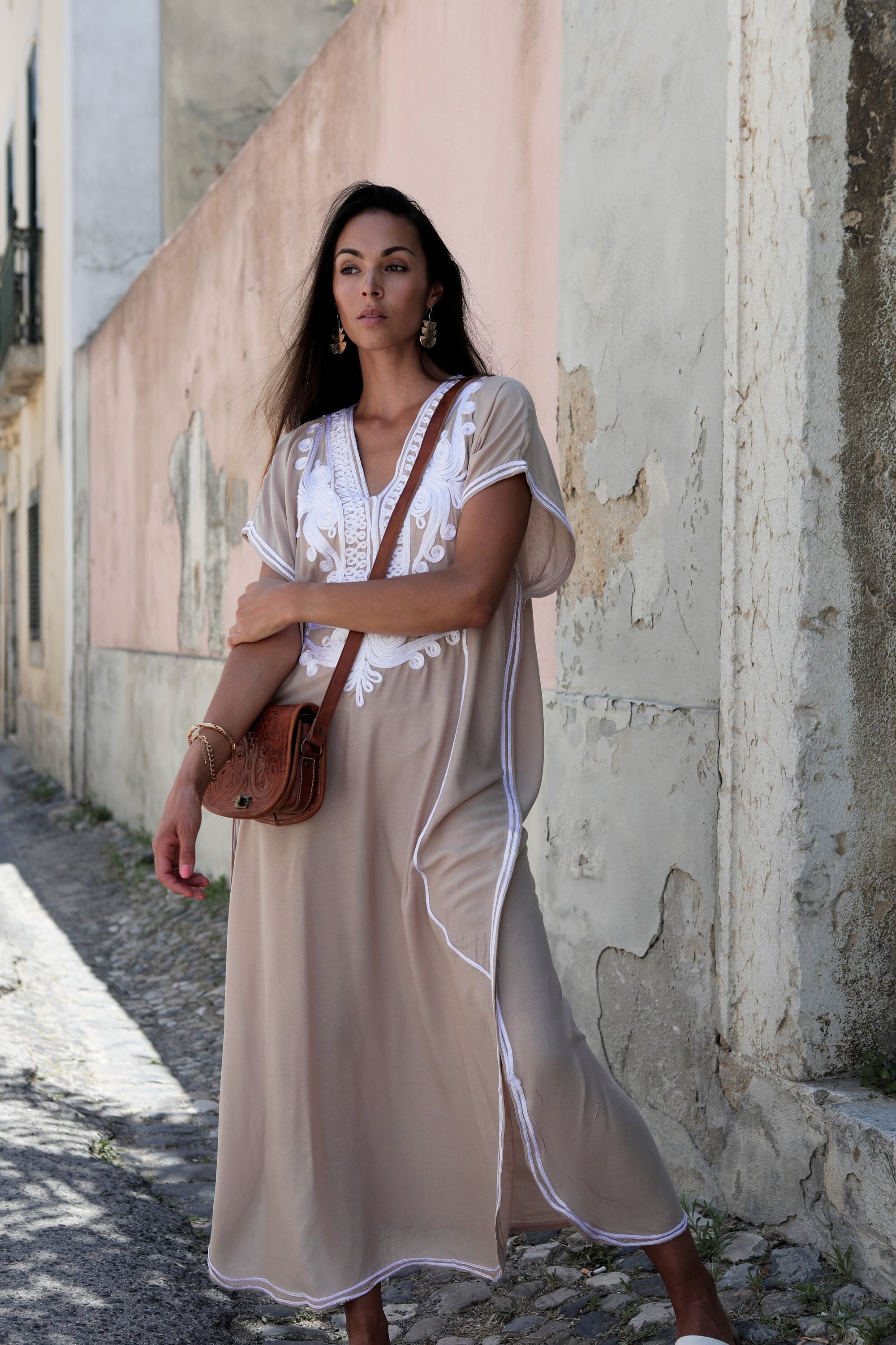 PRE ORDER Autumn Kaftan Beige Marrakech Resort Caftan Kaftan beach cover ups resortwear loungewear dress vacation cruise holiday dress