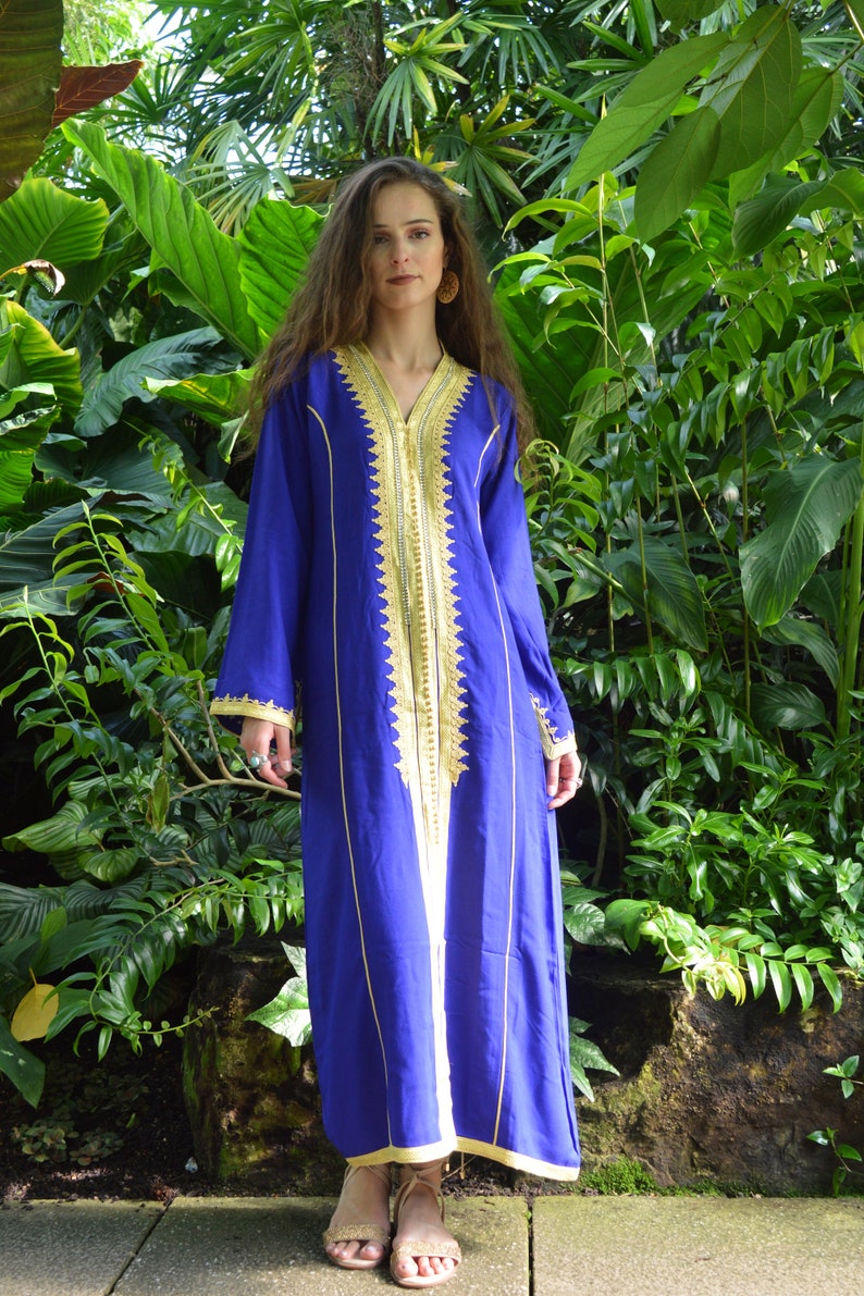 Spring Kaftan, Blue Gold Naima Kaftan caftan,resortwear, beach cover ups, birthday gifts, moroccan kaftan, , , gifts,,,,Gifts for her image 9