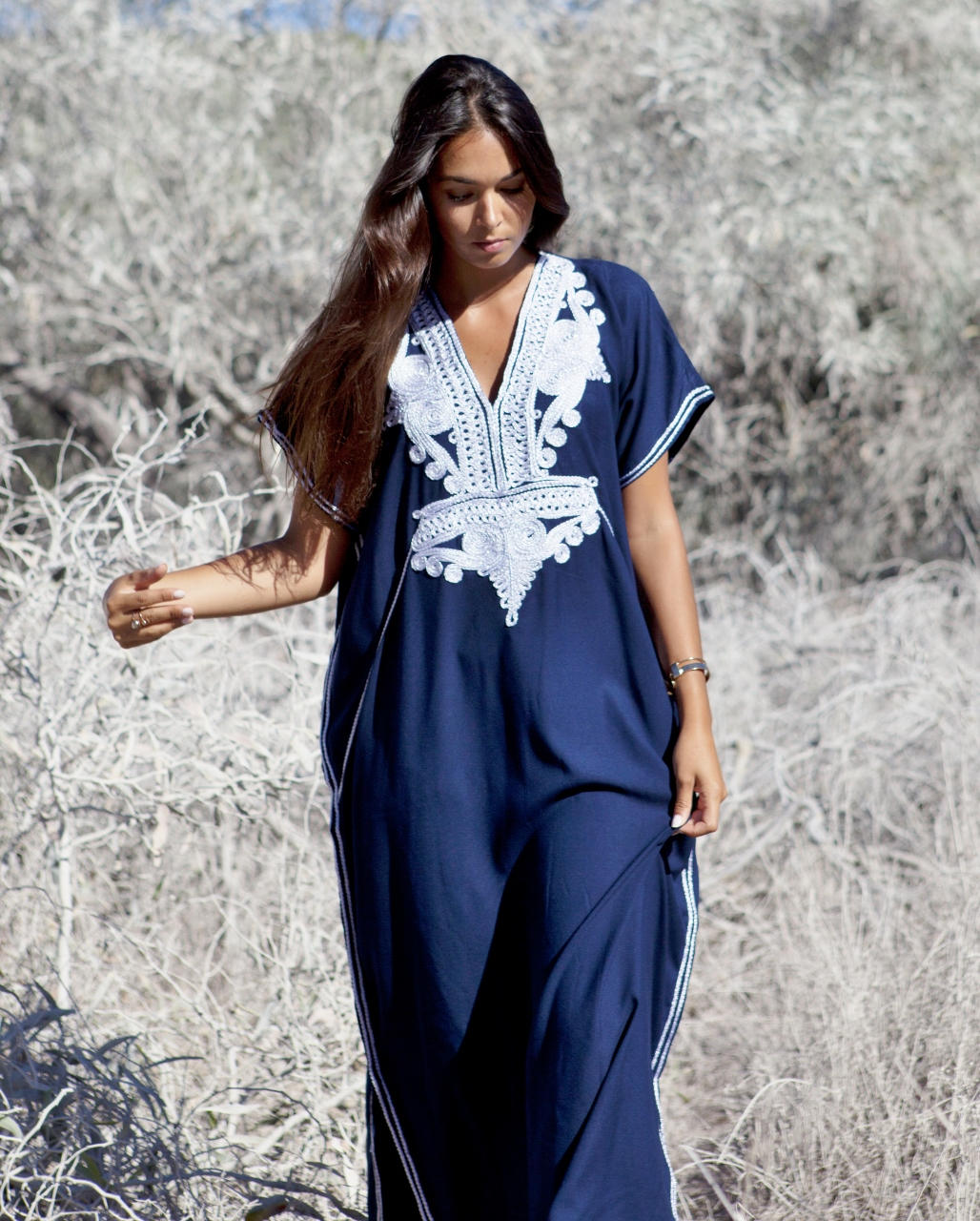 Kaftan Navy Blue Silver Boho Marrakech ...