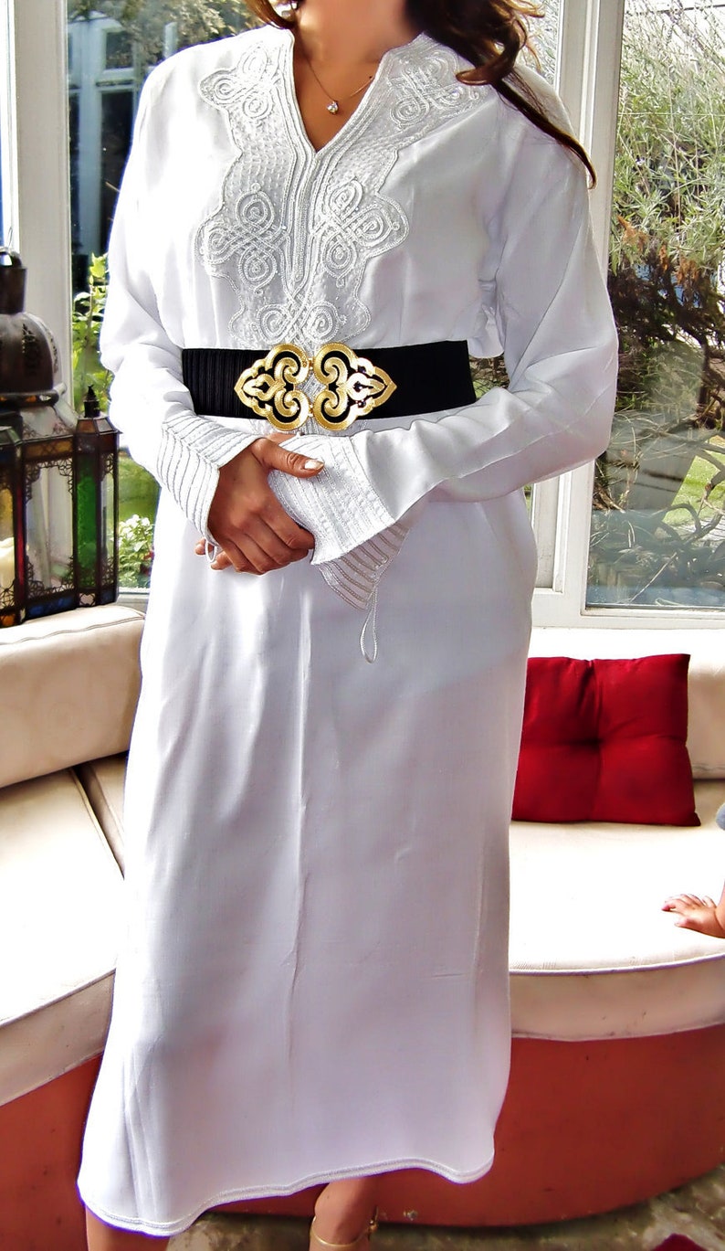 White Moroccan Maxi Dress Caftan Kaftan Bedouin - Etsy