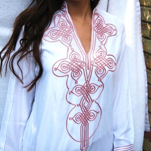 Spring Dress White Moroccan Bedouin Tunic- tunic, shirt, moroccan shirt, resort wear wear, beach wear, handmade tunic, Gifts for her Ramadan