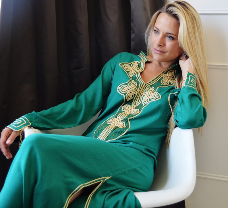 emerald green caftan