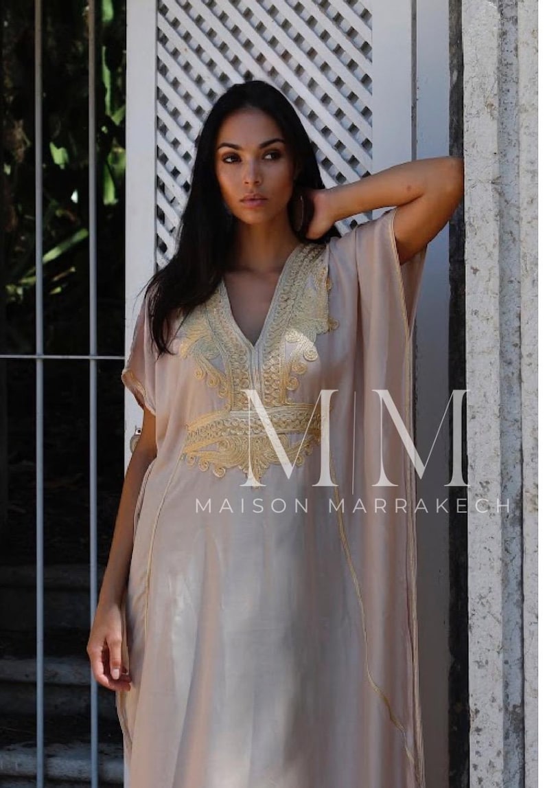 Summer Kaftan,Bohemian Kaftan,Beige Marrakech Resort Caftan-beach cover ups, resortwear,maxi dresses,maternity gifts, dress,Gifts for her image 2