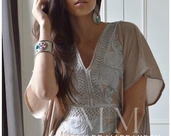 Summer Dress Kaftan, Moroccan Beige Beach Caftan, cover up, resortwear ,maternity, birthday, wedding gifts, resort dressGifts for herEid