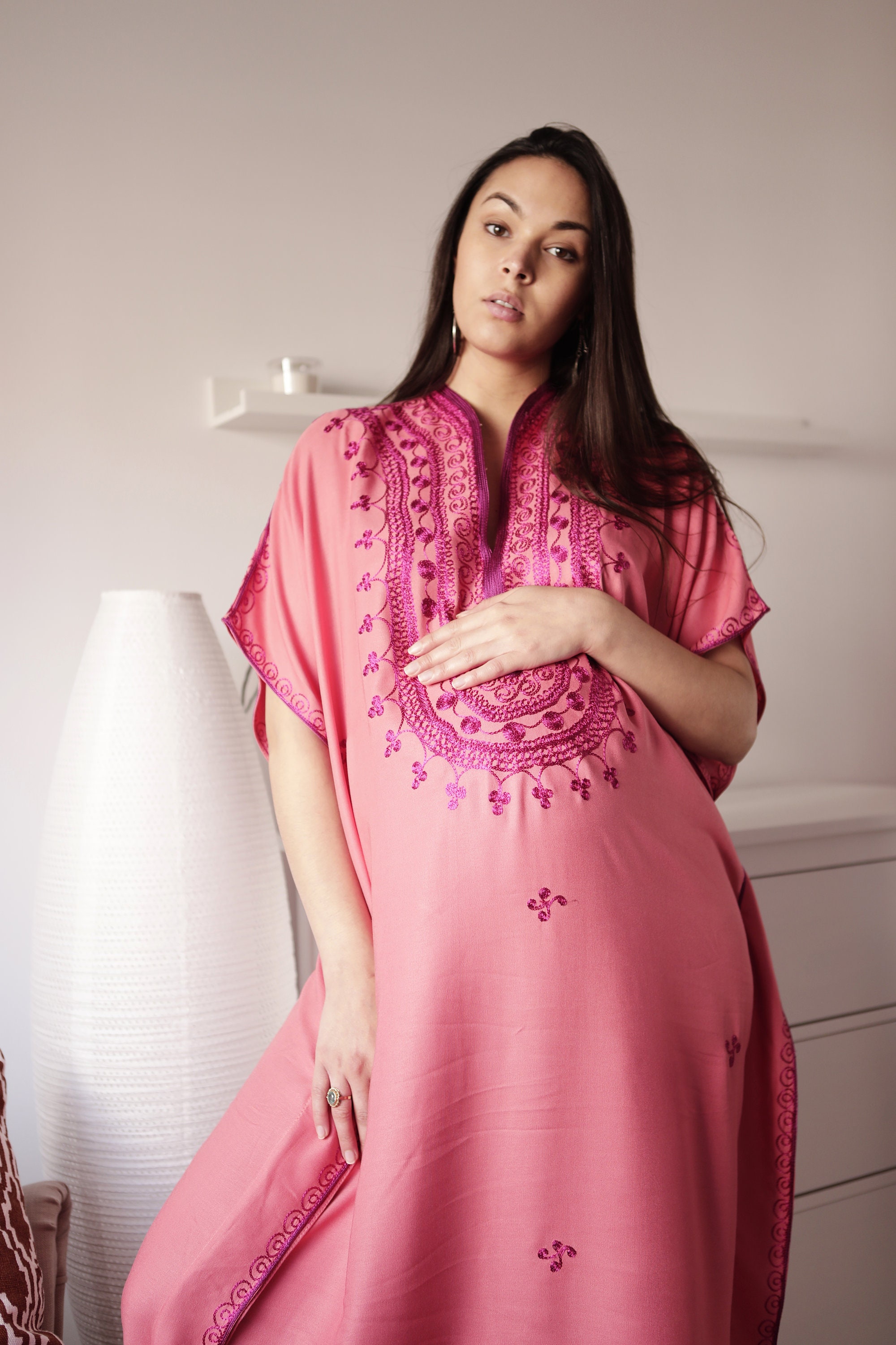 Pink Maternity Caftan Kaftan Berber Lounge wear,resort kaftan, baby