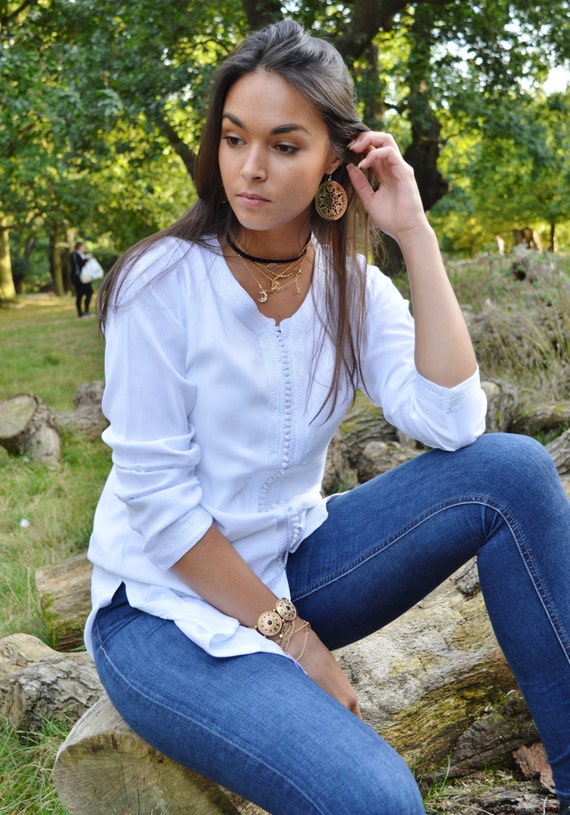 Summer Magrib White Shirt -Easter gifts, loungewear, honeymoon gifts  her, resortwear, boho tunic,,,Summer dress,,Gifts for her ,holiday,Eid