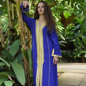 Spring Kaftan, Blue Gold Naima Kaftan caftan,resortwear, beach cover ups, birthday gifts, moroccan kaftan, , , gifts,,,,Gifts for her image 10