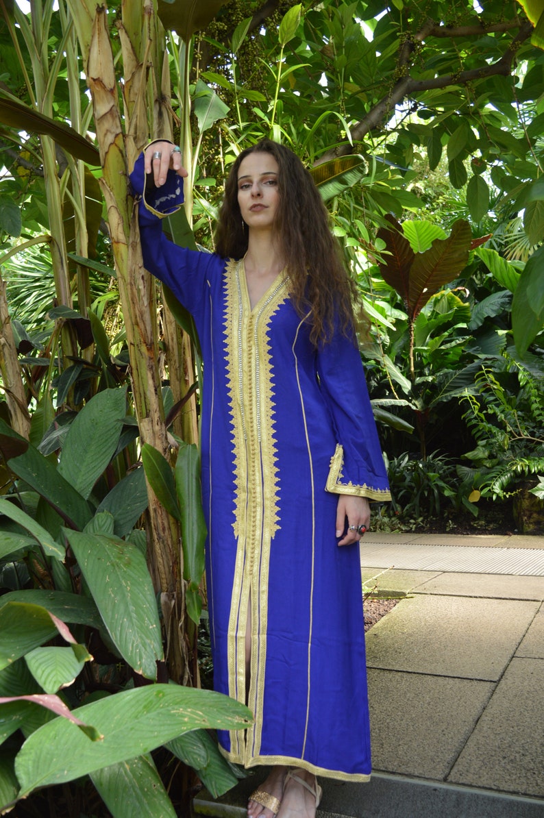 Spring Kaftan, Blue Gold Naima Kaftan caftan,resortwear, beach cover ups, birthday gifts, moroccan kaftan, , , gifts,,,,Gifts for her image 10