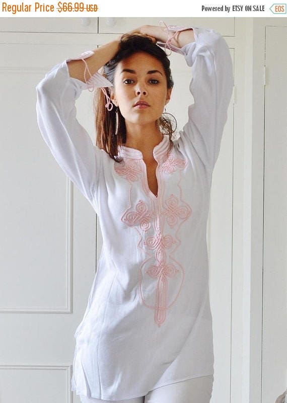 Summer Dress Boho White Moroccan Bedouin Tunic- tunic, shirt, moroccan shirt, resort wear wear, beach wear, handmade tunic dress,,,holiday